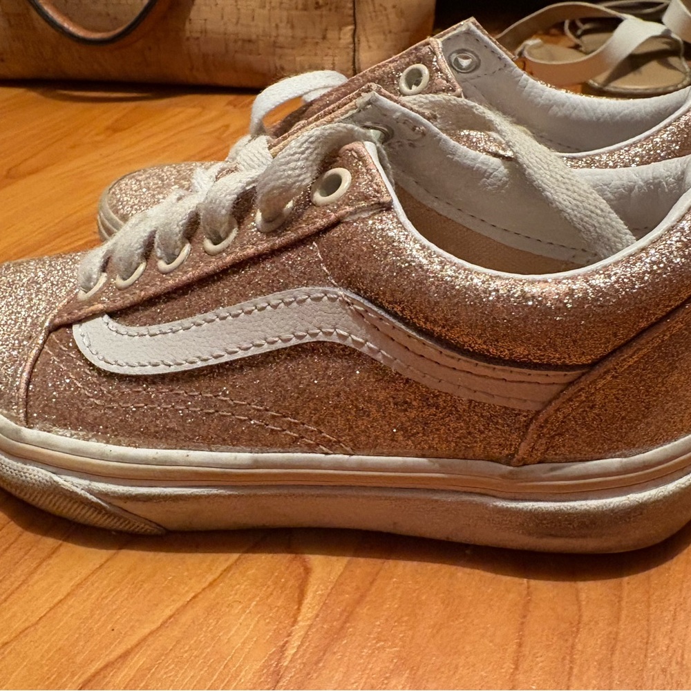 Vans Kids Glittery Rose Gold Sneakers